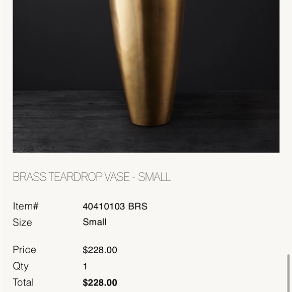 Restoration Hardware Brass Teardrop Vases - Picture 2 of 3